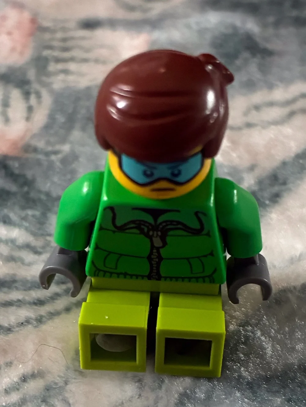 Green LEGO Minifigure with Lime Legs and Blue Goggles